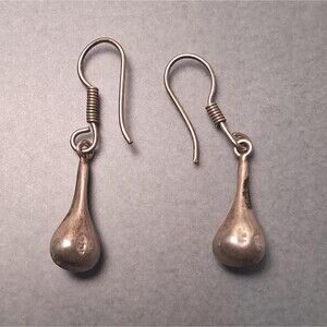 Sterling Modernist Earrings Teardrop Hollowware
